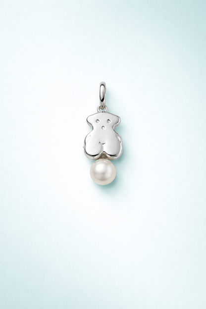 Bear with Pearl Pendant Sterling Silver 925