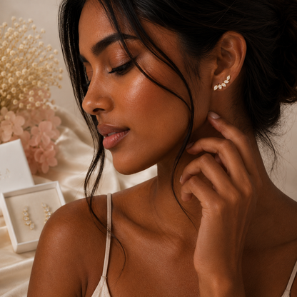 Leaf Stud Earring Sterling Silver 925