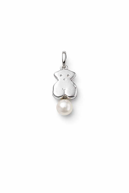 Bear with Pearl Pendant Sterling Silver 925