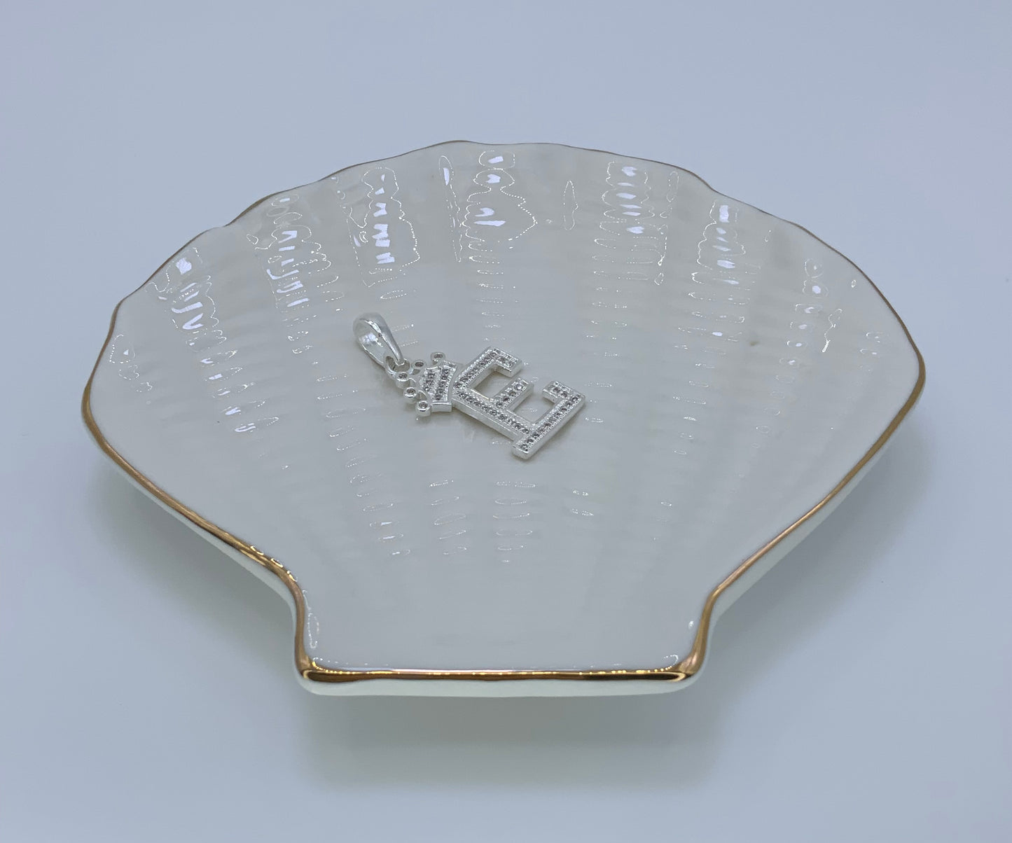 Initial with Crown Pendant CZ Sterling Silver 925