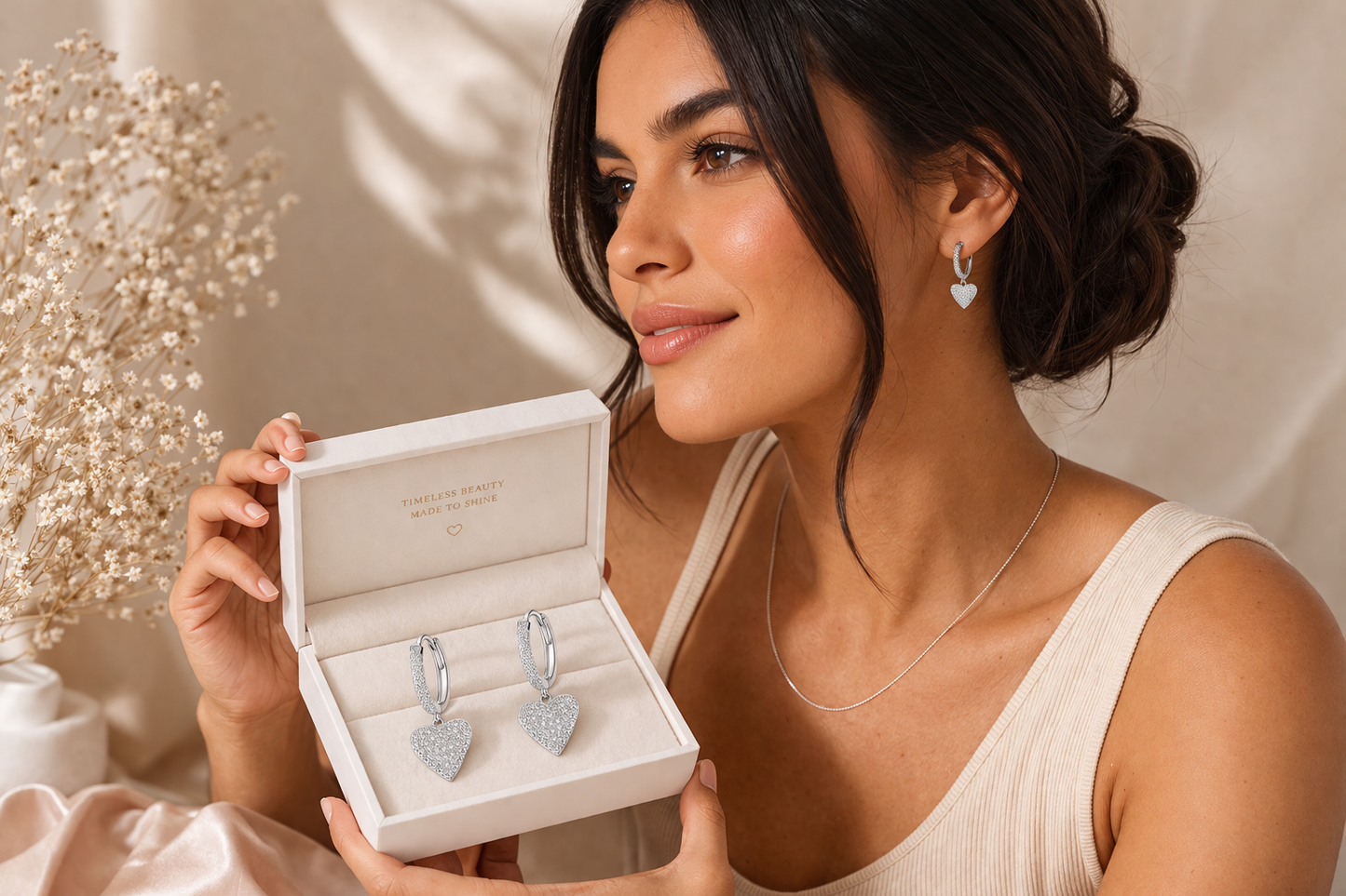 Abigail Heart Huggies Earrings 925 Sterling Silver-12 mm