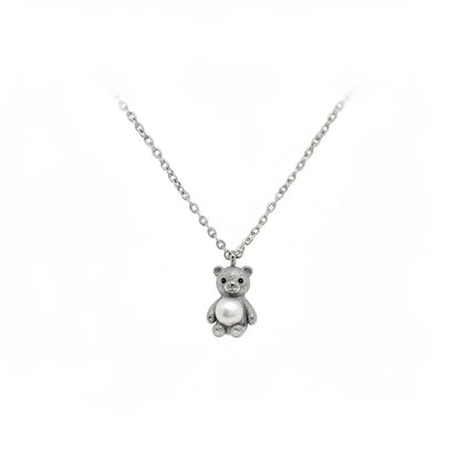 Teddy Bear Necklace Sterling Silver 925-15mm