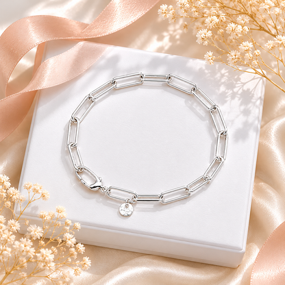 Bracelet Paperclip 925 Sterling Silver- 4mm
