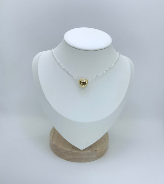 Gold Heart Necklace -Sterling Silver 925