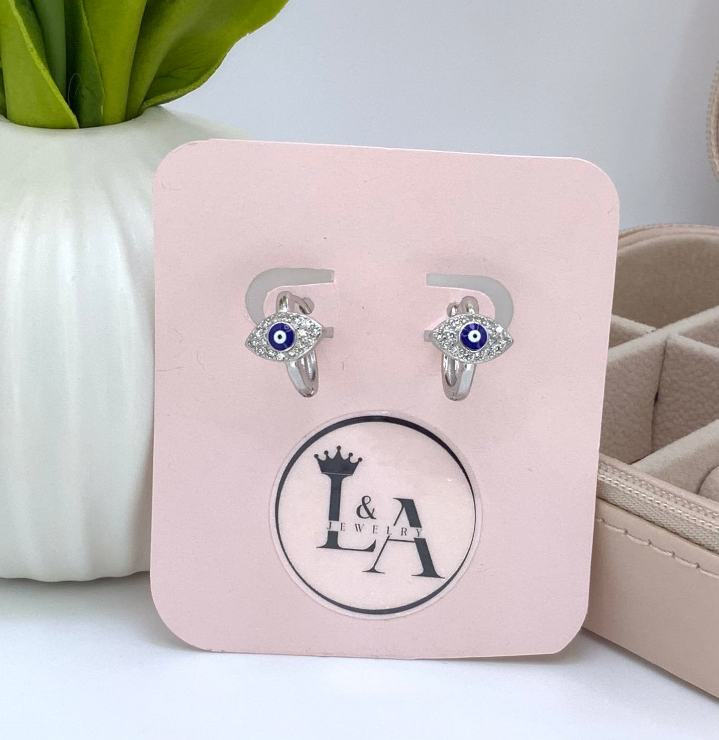 Evil Eye Hoop Earrings With Zc Sterling Silver 925