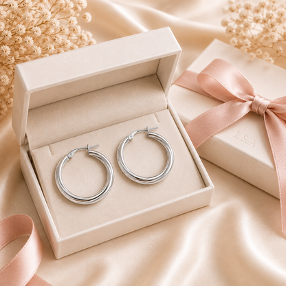 Martina Hoop Earrings Twisted Sterling Silver 925-25mm