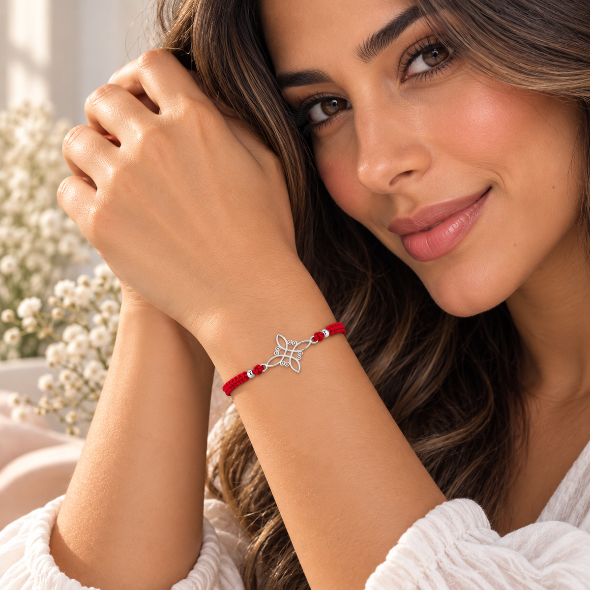 Witch’s Knot Red String Bracelet – Sterling Silver 925