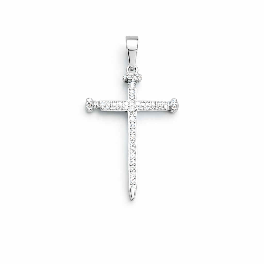 Three Nail Cross Pendant Sterling Silver 925