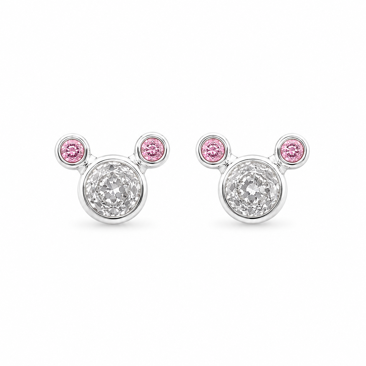 Pink Princess Crystal Stud Earrings 925 Sterling Silver - 8mm
