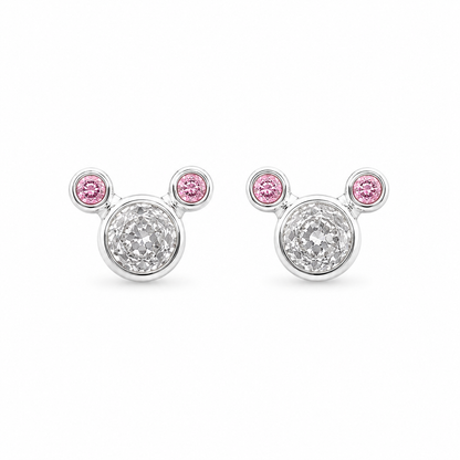 Pink Princess Crystal Stud Earrings 925 Sterling Silver - 8mm