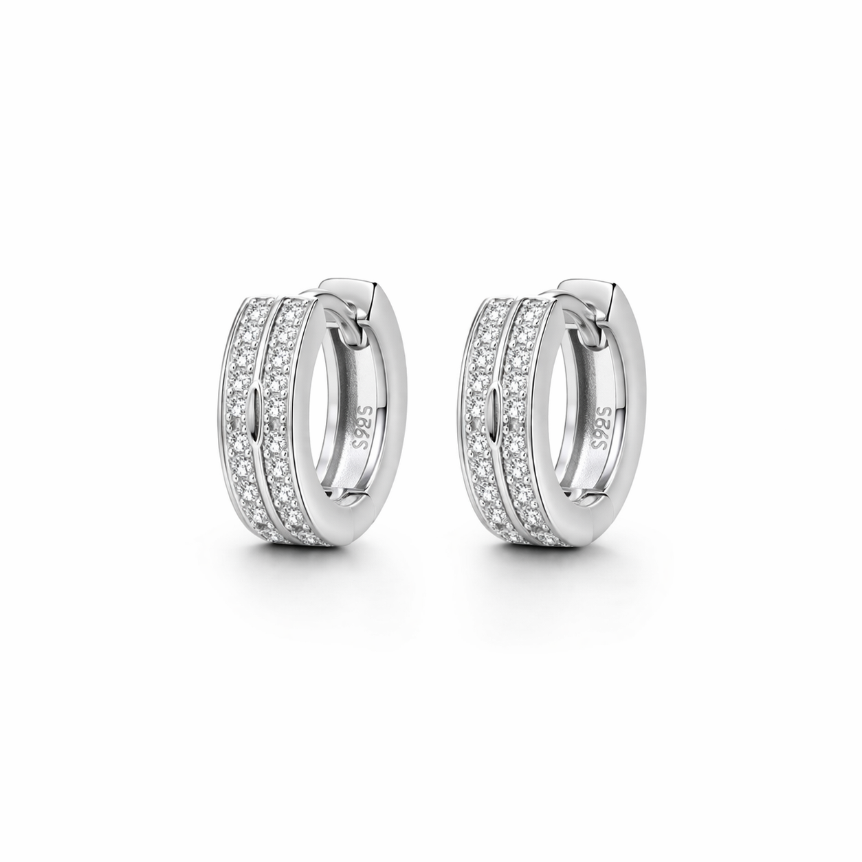 Andrea Huggies Earrings  With Zc 925 Sterling Silver  - 13 mm