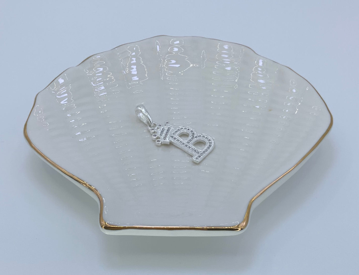 Initial with Crown Pendant CZ Sterling Silver 925