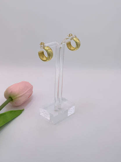 Golden Twist Hoops Earrings Sterling Silver 925