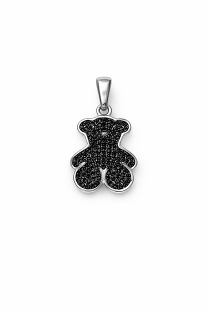 Bear Pendant with CZ- 925 Sterling silver- 0.9”