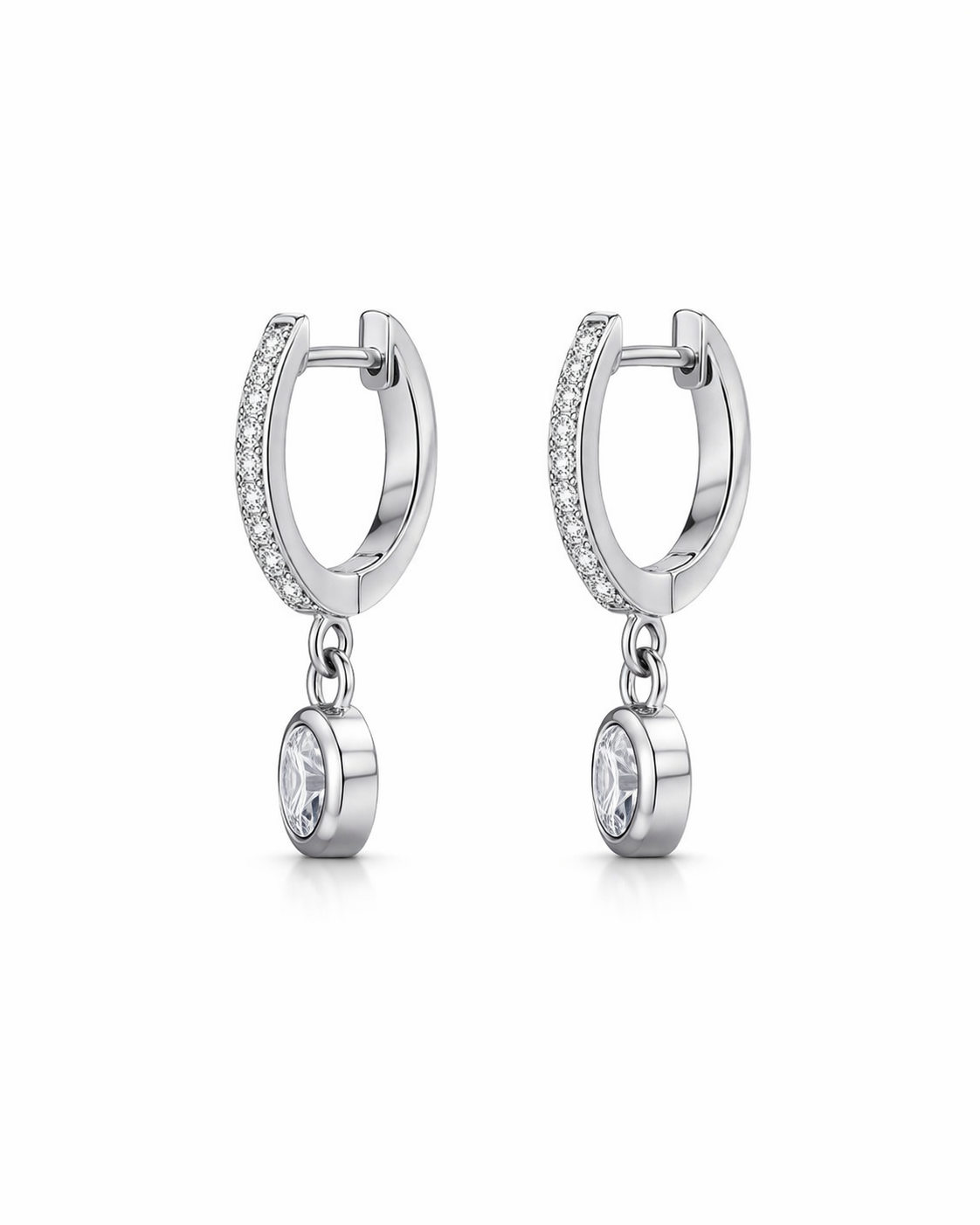 Michelle Huggies Earrings With Zc Sterling Silver 925 - 11 mm