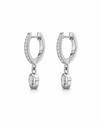 Michelle Huggies Earrings With Zc Sterling Silver 925 - 11 mm