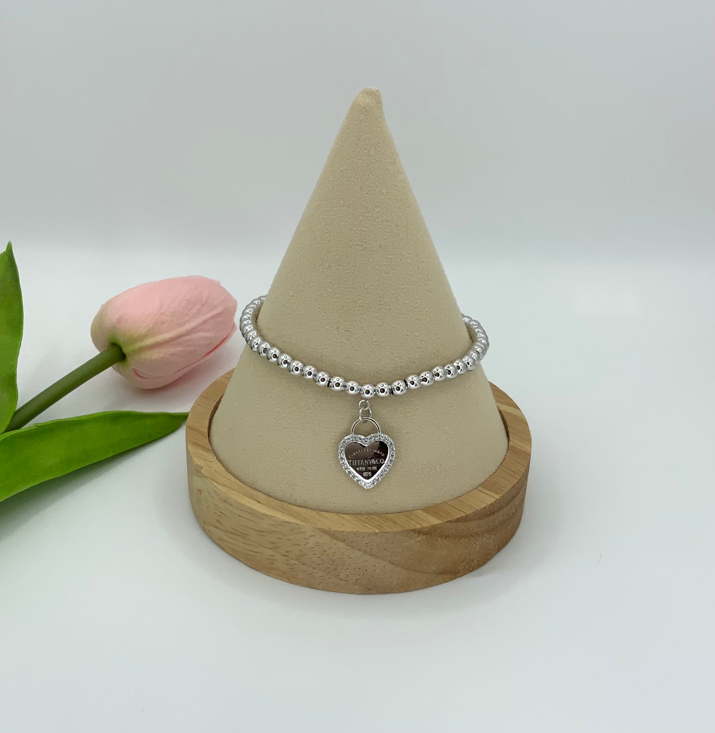 Heart Bracelet Beaded Sterling Silver 925