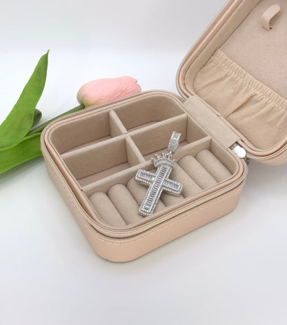 Cross with Crown Large -CZ Silver Silver  925 Pendant