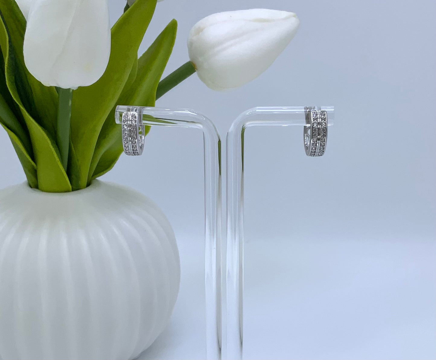 Andrea Hoop Earrings  With Zc Sterling Silver  925