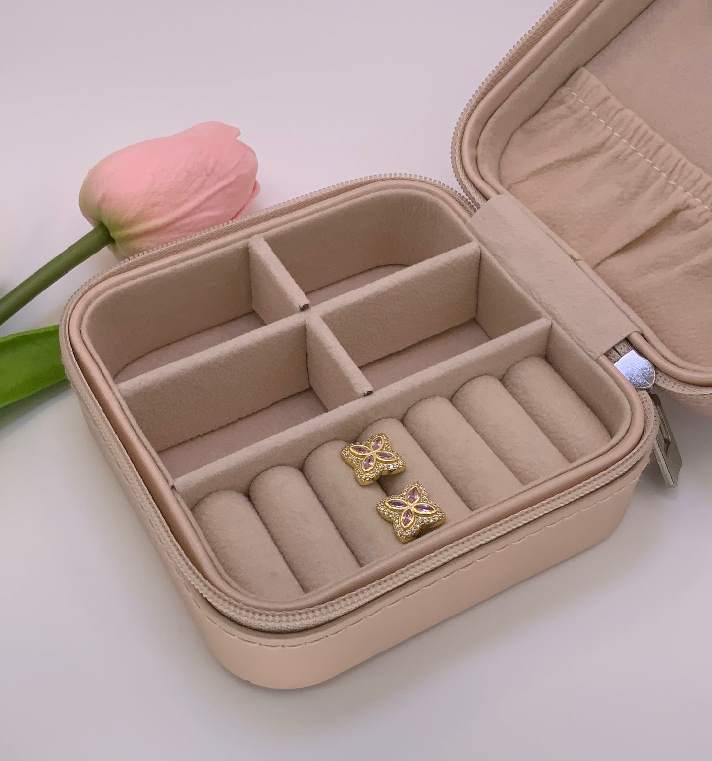 Pink Stud Earring CZ Sterling Silver 925