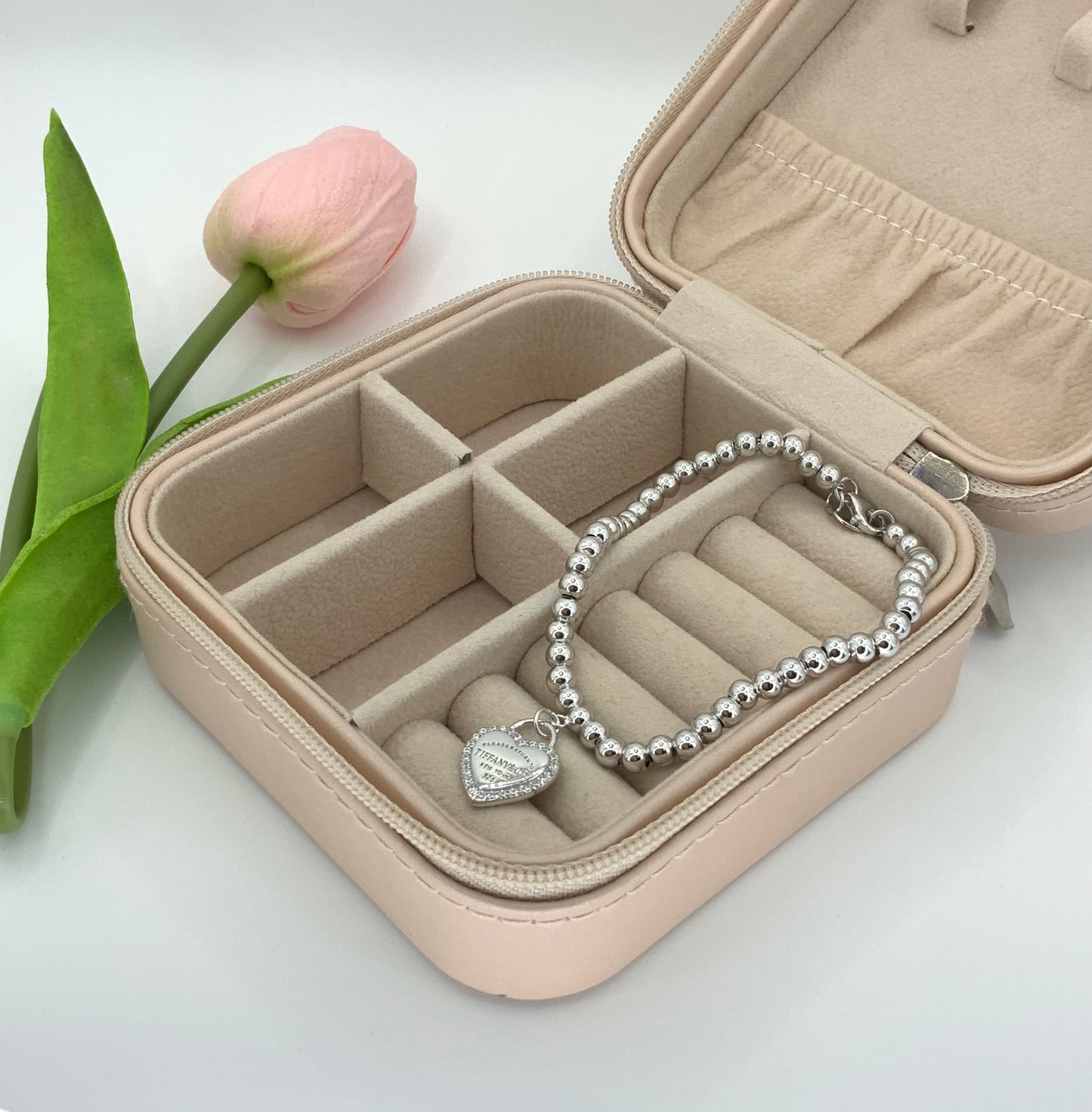 Heart Bracelet Beaded Sterling Silver 925