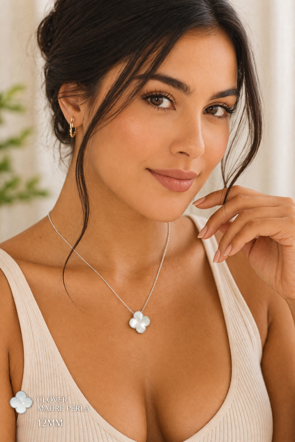 Pearl Clover Necklace 925 Sterling Silver-15mm