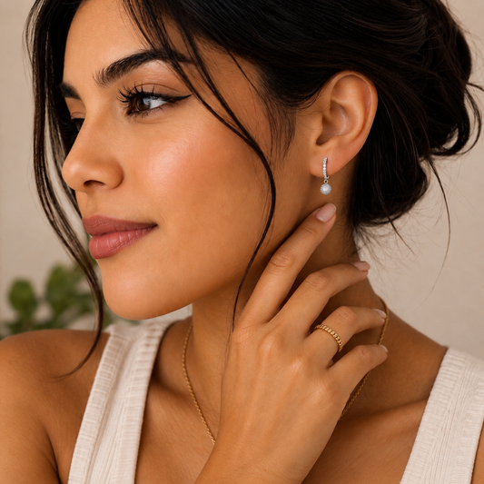 Julieta Hoop Earrings  With Zc Sterling Silver 925- 11 mm