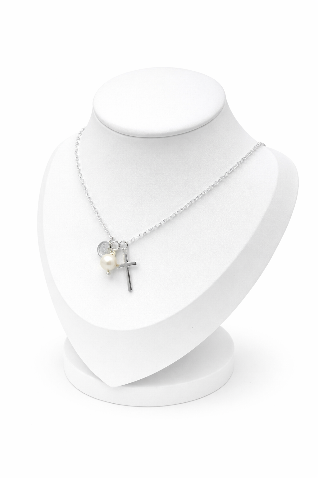 Grace & Pearl Necklace- Religious - Sterling Silver 925