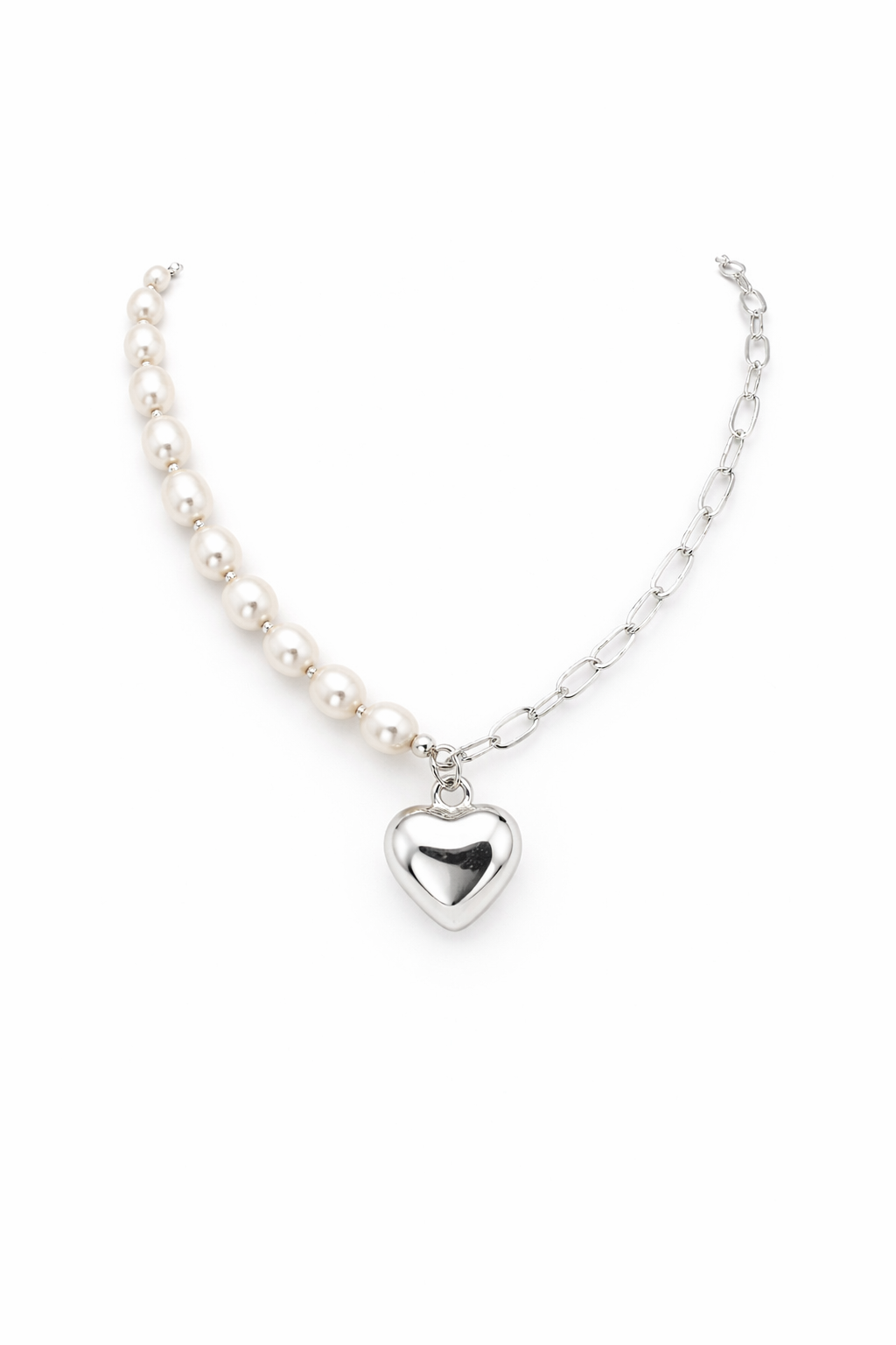 Valentina Pearl Heart Necklace - Sterling Silver 925