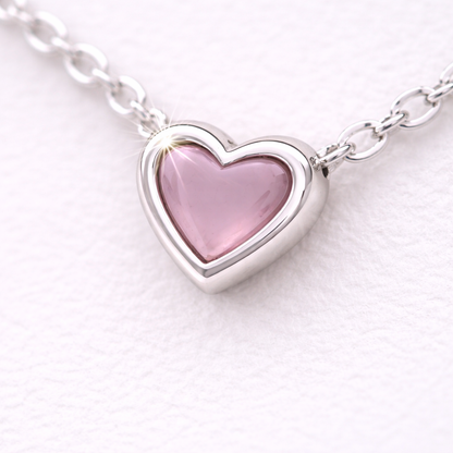 Pink Heart Necklace Sterling Silver 925