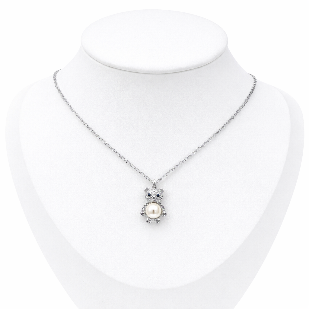 Teddy Bear Necklace Sterling Silver 925-15mm