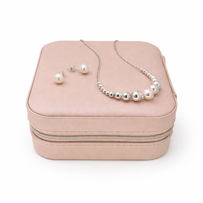 Set Isabella  Necklace and Earring with Pearl -Sterling Silver 925