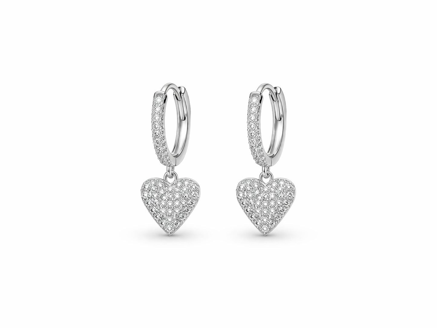 Abigail Heart Huggies Earrings 925 Sterling Silver-12 mm