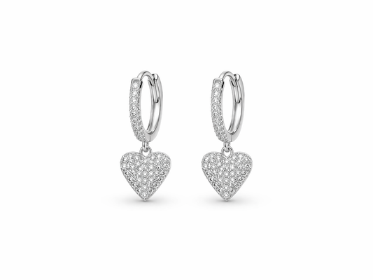 Abigail Heart Huggies Earrings 925 Sterling Silver-12 mm