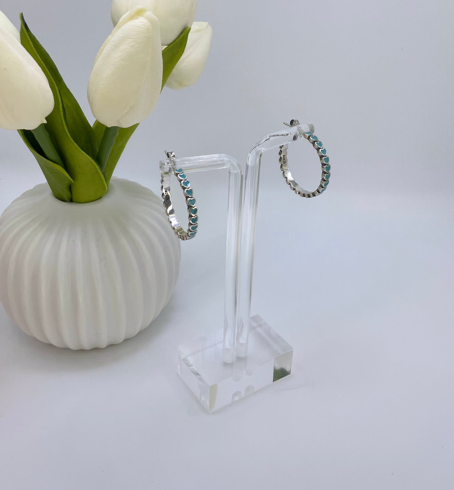 Heart Hoop Earrings Large - Sterling Silver 925