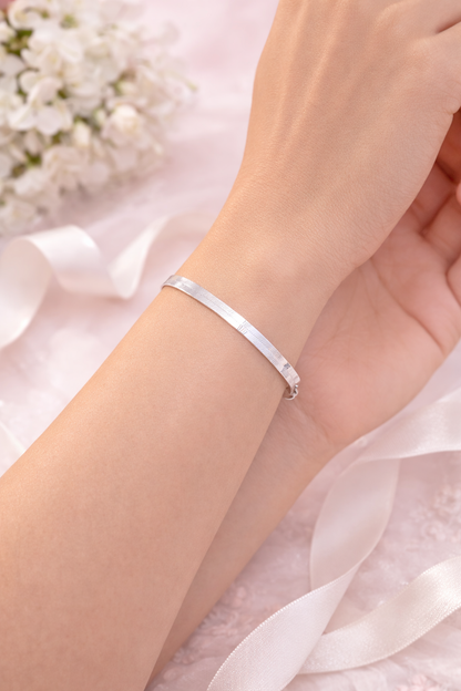 Herringbone Bracelet (5mm) in Sterling Silver 925 7 inch