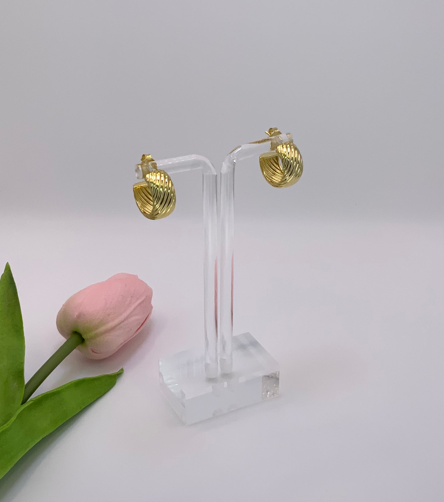 Golden Twist Hoops Earrings Sterling Silver 925