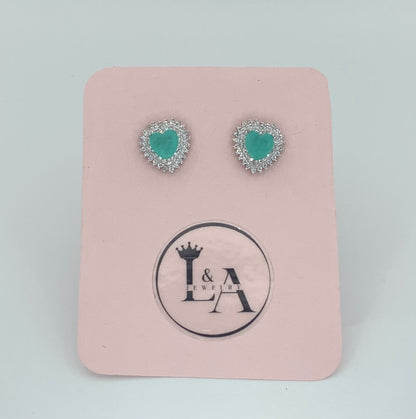 Elli Stud Earring Natural Stone Paraiba With Zc S. Silver 925