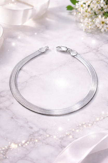 Herringbone Bracelet (5mm) in Sterling Silver 925 7 inch