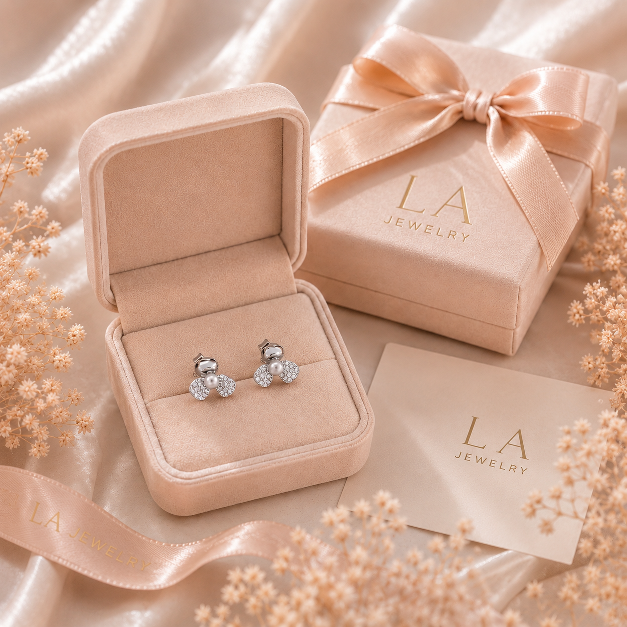 Bloom Pearl  Stud - Earring Sterling Silver 925 - 8mm