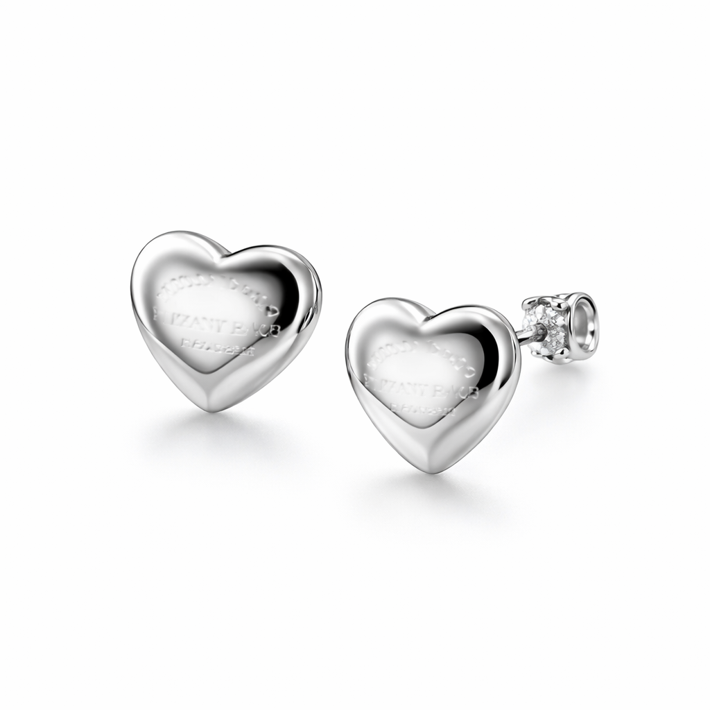 Classic Heart Stud Earrings – Sterling Silver 925