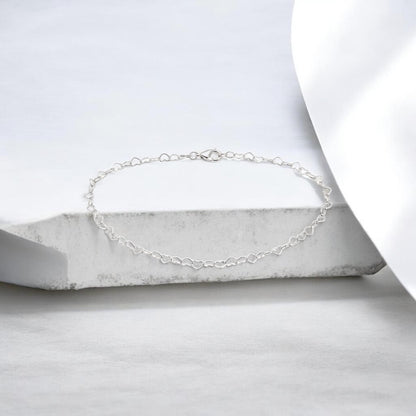 Heart Chain Necklace Sterling Silver 925 18”