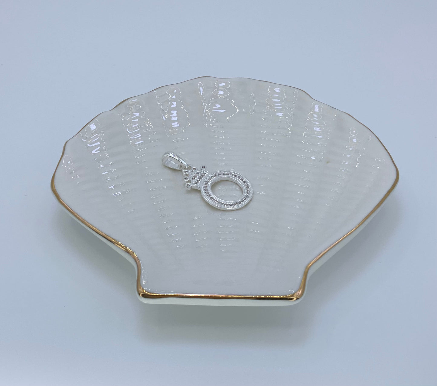 Initial with Crown Pendant CZ Sterling Silver 925