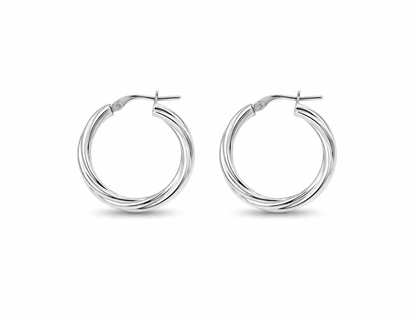 Martina Hoop Earrings Twisted Sterling Silver 925-25mm