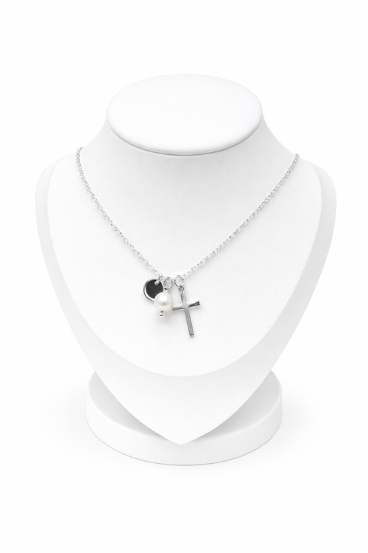 Grace & Pearl Necklace- Religious - Sterling Silver 925