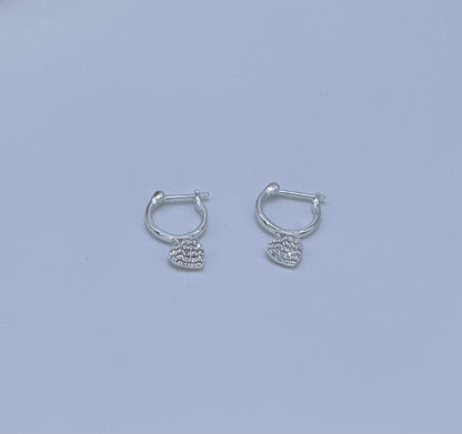 Heart Hoop Earring With Zc Sterling Silver 925