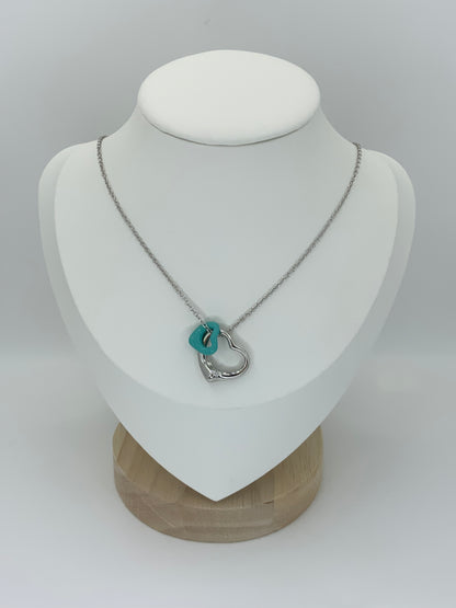 Open Heart Turquoise Necklace Sterling Silver 925