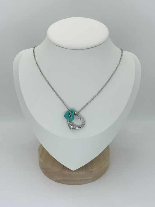 Open Heart Turquoise Necklace Sterling Silver 925