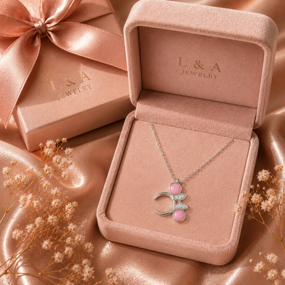 Pink Bow Necklace 925 Sterling Silver- 16mm