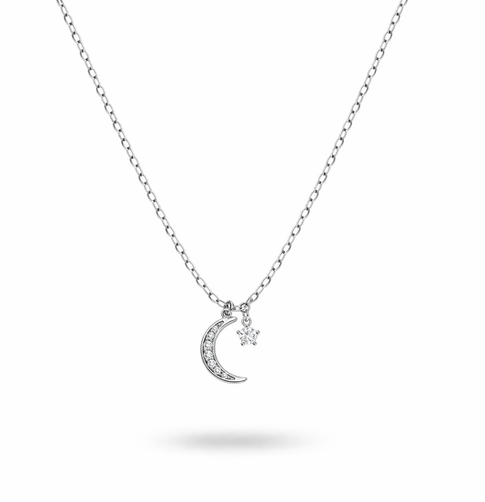 Moon Necklace with Zc-925 Sterling Silver